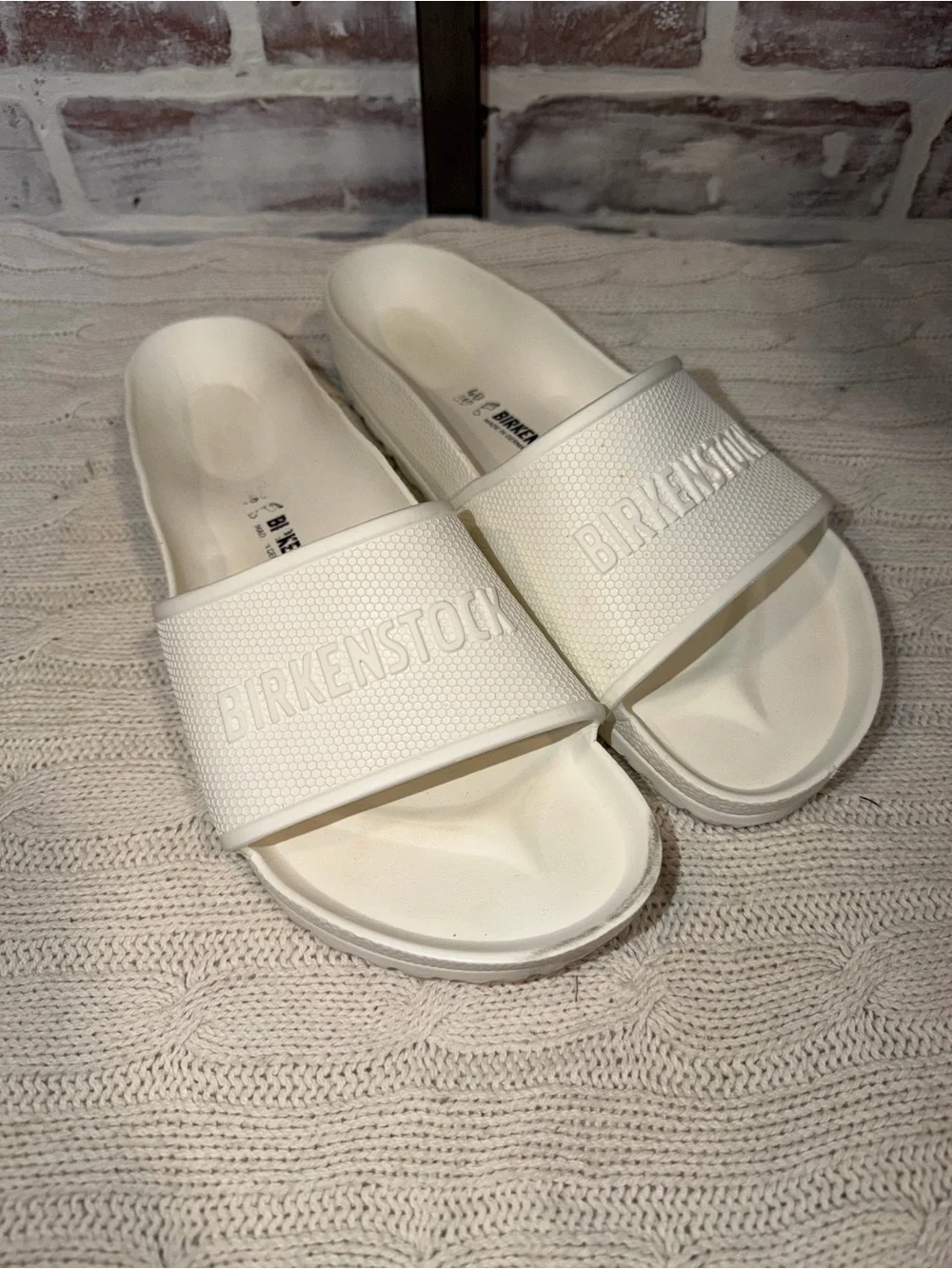 Birkenstock White Barbados Essentials Slide Sandals EU 40